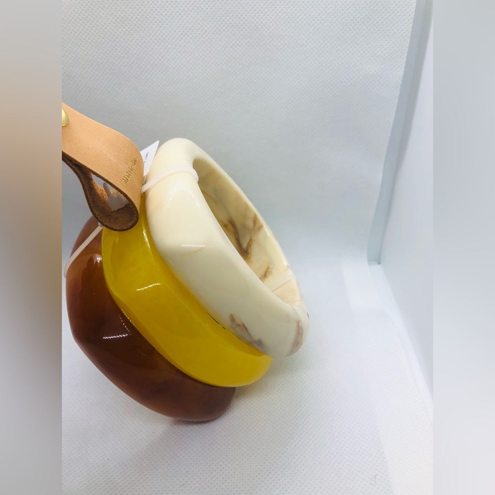 3pack yellow brown cream glossy lucite bracelet bangle set new - Picture 7 of 12